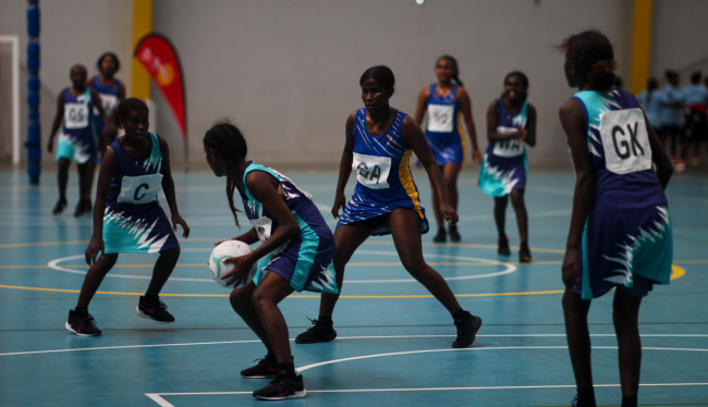 Netball action on Monday