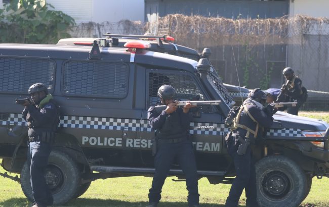 PRT officers during the mock crowd control management exercise