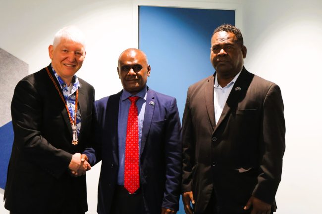 Sanford Managing Director Mr. David Mair, PM Manele and Hon. Claudius Tei’ifi