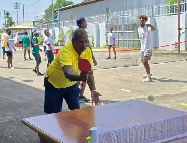 NOCSI President playing table tennis during the event.
