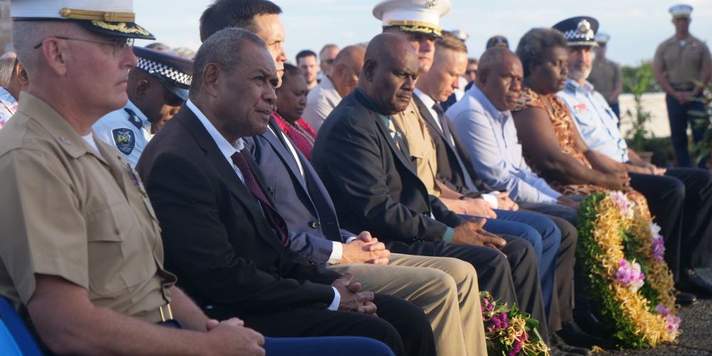 Prime Minister Jeremiah Manele with other dignitaries at the commemoration ceremony