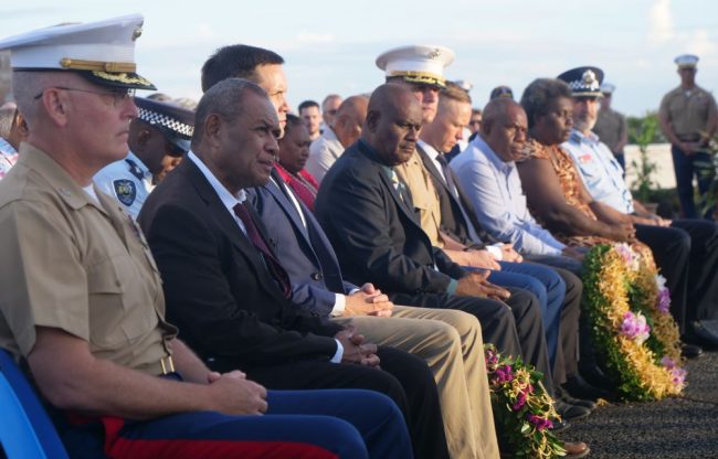 Prime Minister Jeremiah Manele with other dignitaries at the commemoration ceremony