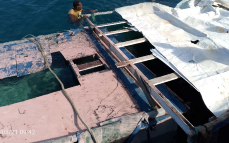 MV St Peter sinks at Logha wharf