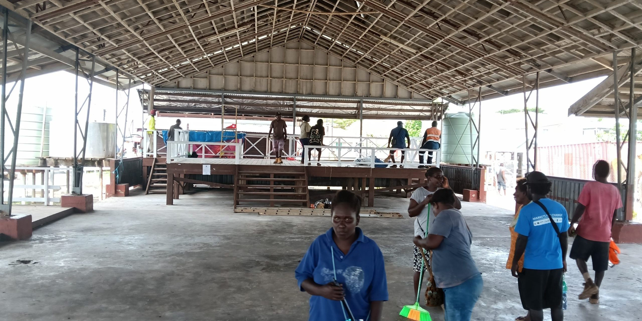 Volunteers cleaning up the MSG building where the National Healthy Conference will be held