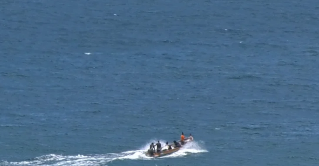 A boat out in the ocean