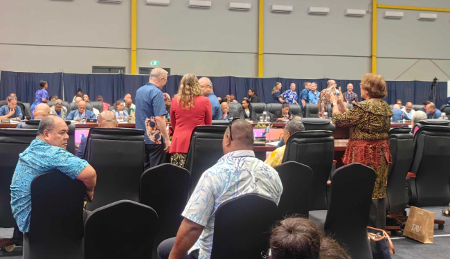 Leaders ready for the 54th Pacific Islands Forum Leaders Plenary Meeting at the Friendship Hall yesterday.