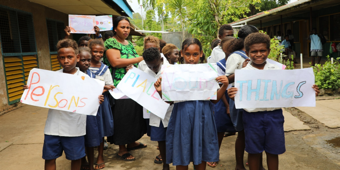 One of the primary classes is preparing to go on stage for a performance.