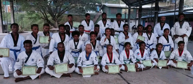 Panthers Taekwondo Club students with their certificates after the grading on Friday.