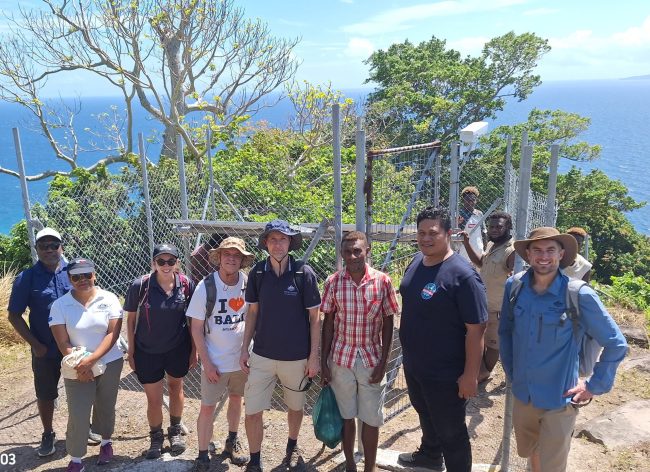 Photo 1 – GSD, NDMO, Geoscience Australia and AHC at the Visale seismic station