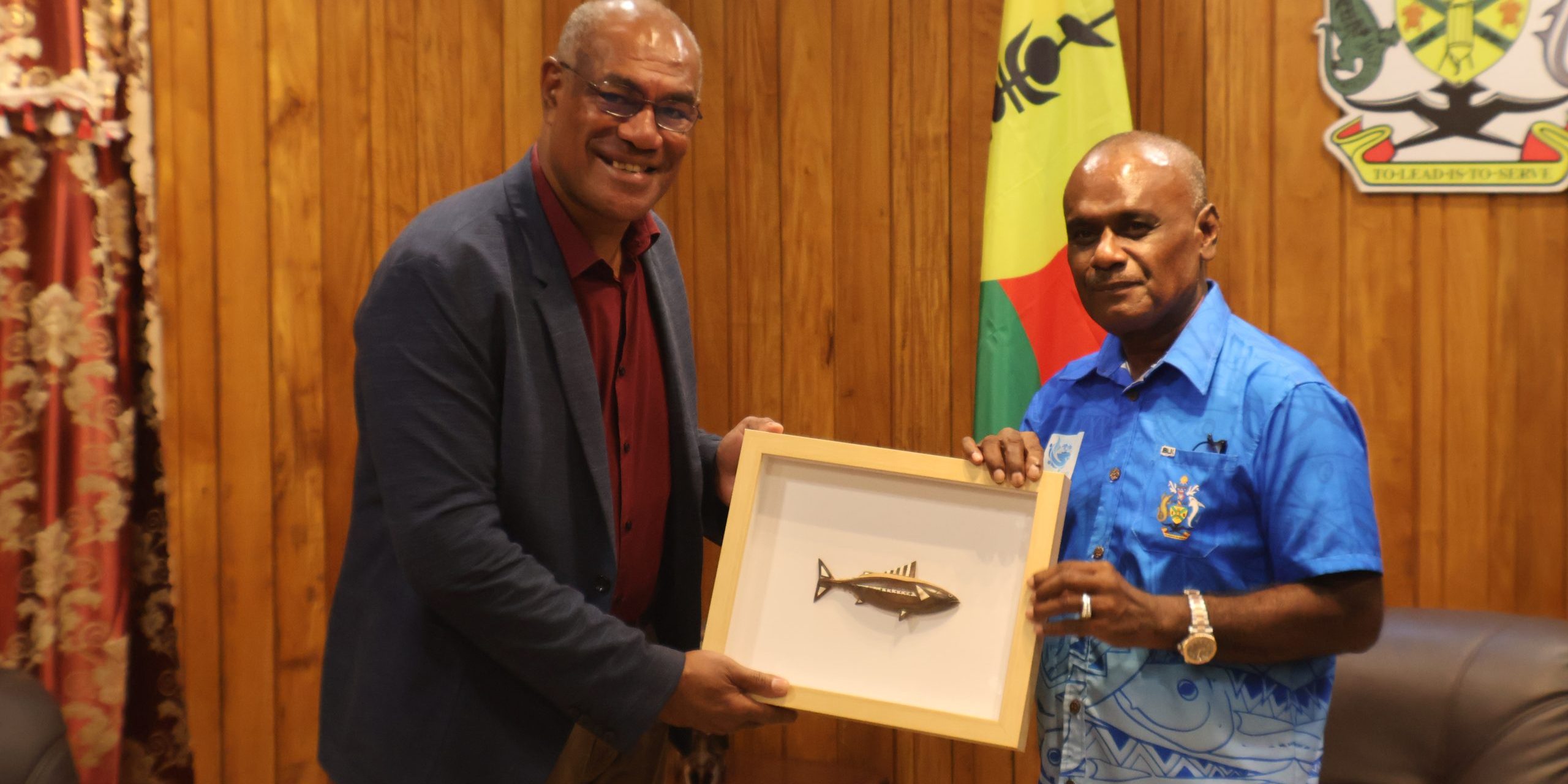 Prime Minister Honourable Jeremiah Manele, MP and President of New Caledonia Alcide Ponga