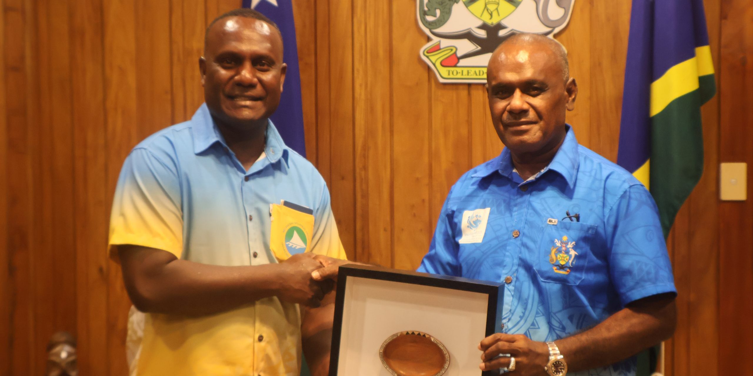 Prime Minister Honourable Jeremiah Manele. MP and Director General (Ag) of MSG, Ilan Kiloe