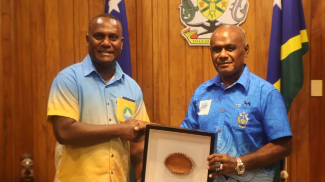 Prime Minister Honourable Jeremiah Manele. MP and Director General (Ag) of MSG, Ilan Kiloe