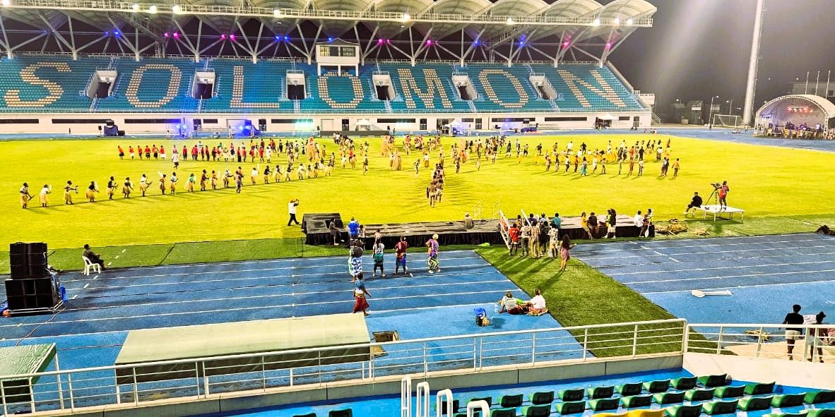 Rehearsal at the stadium grounds this evening