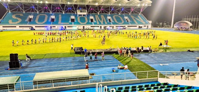 Rehearsal at the stadium grounds this evening