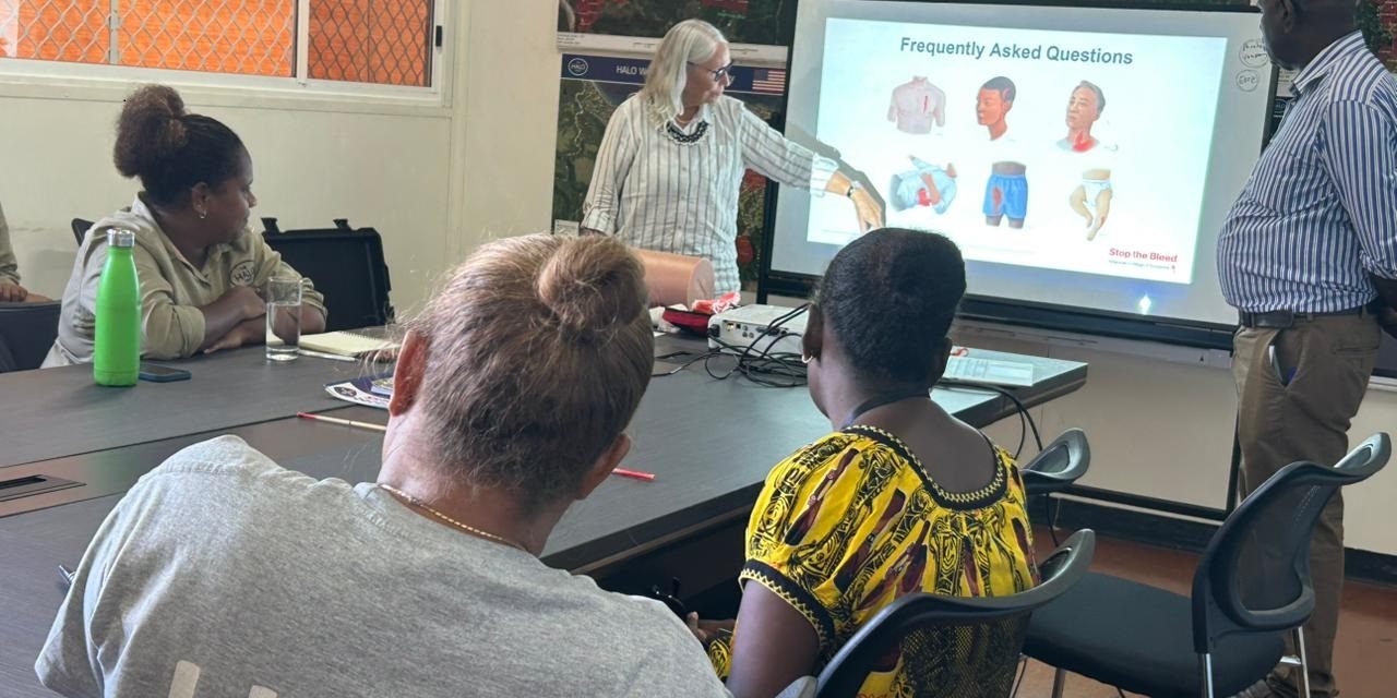 U.S. physician Eileen Natuzzi presenting at the National Referral hospital in Honiara.