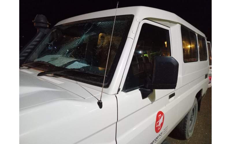 Emergency Department vehicle stoned