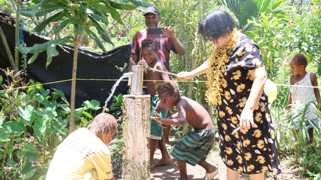 The official opening of the Gual Valley Community boreholes by Cr. Lydia.