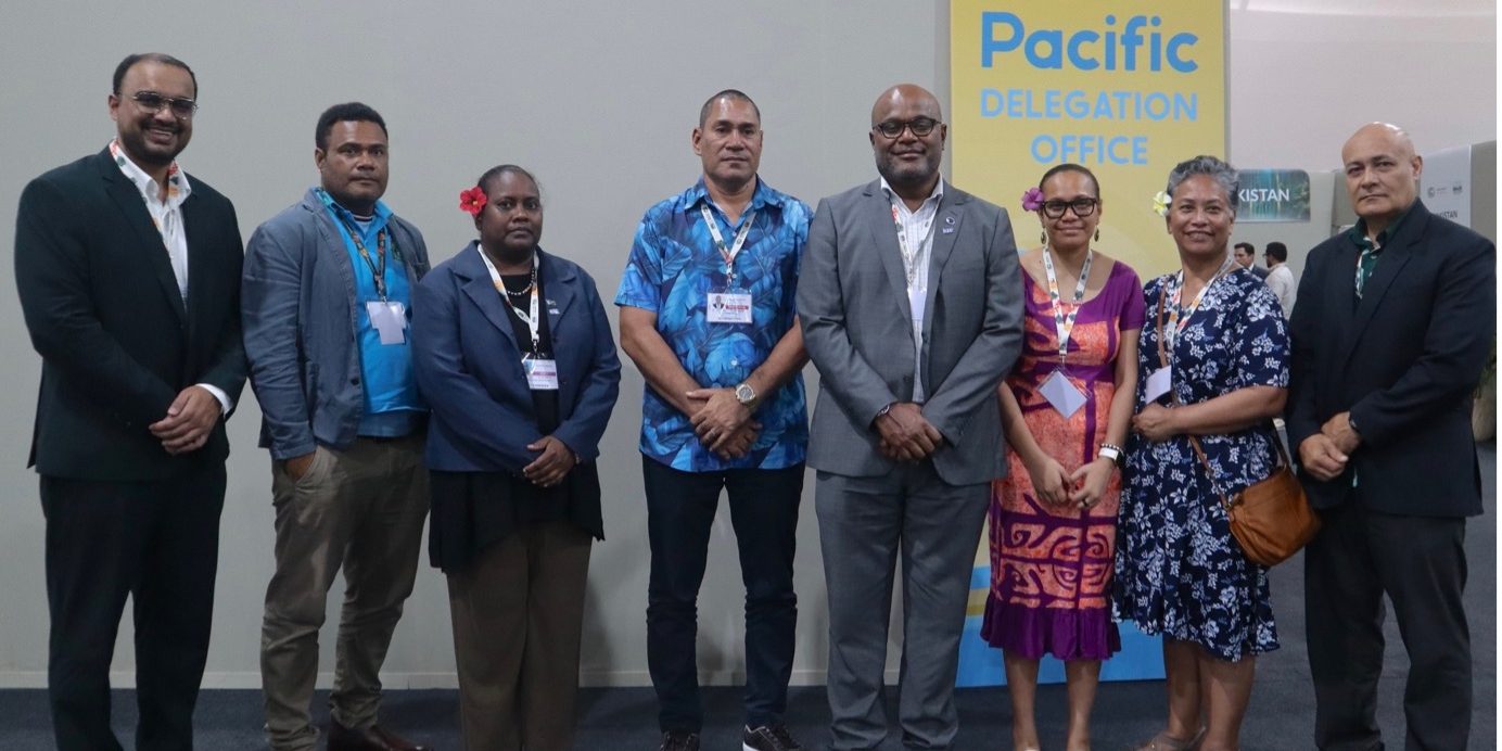 Solomon Islands Delegation led by Minister Hon. Polycarp Paea with Pacific Islands Forum officials at the Pacific Delegation Office in Belem, Brazil