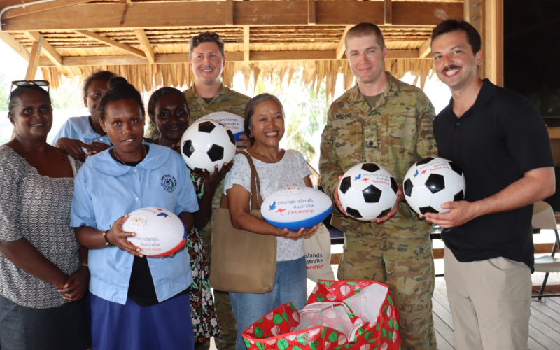Australian Defence Force donates sports equipment to Shortland schools