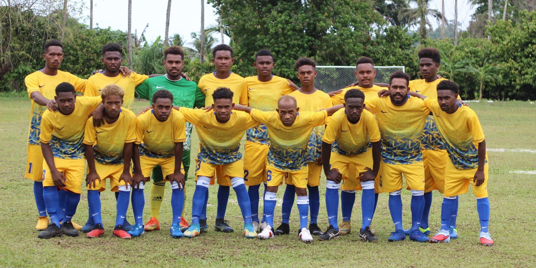 Buiano Fc pose in a team photo during the parade of the Kwaiafa League