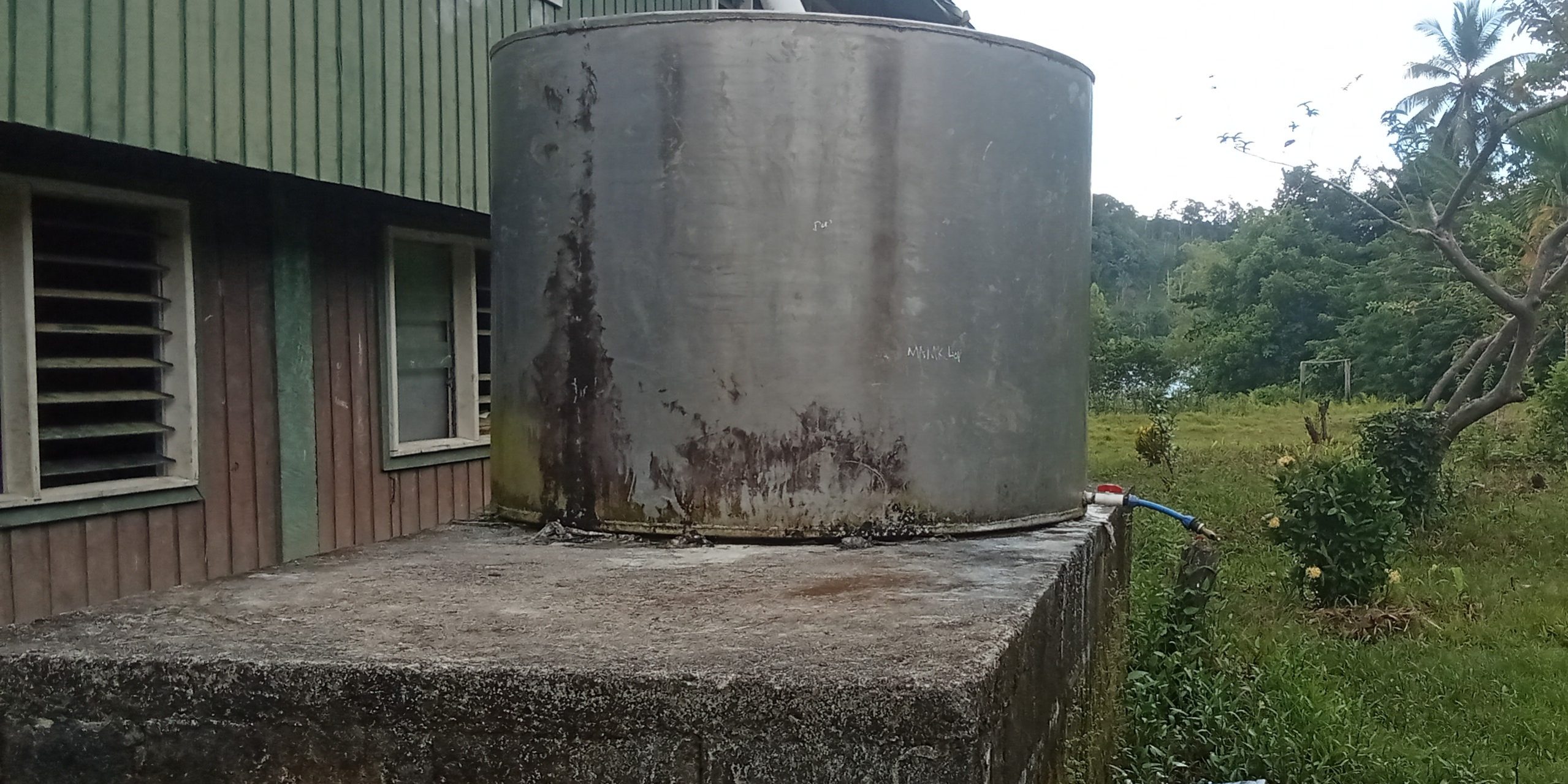One of the two school’s only water tanks