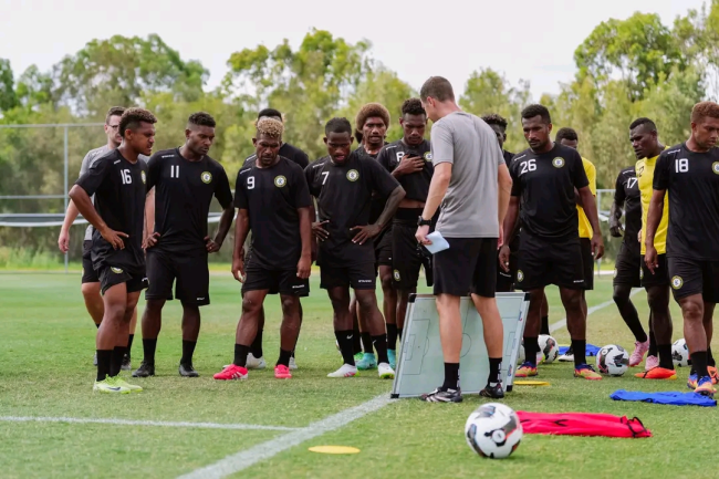 Team talk during their morning training session on Tuesday. Photo by Brians POV sports.