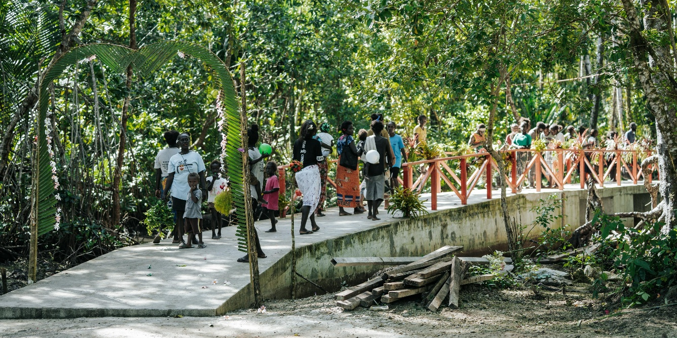 The new footbridge in Nukiki Village, Northwest Choiseul,