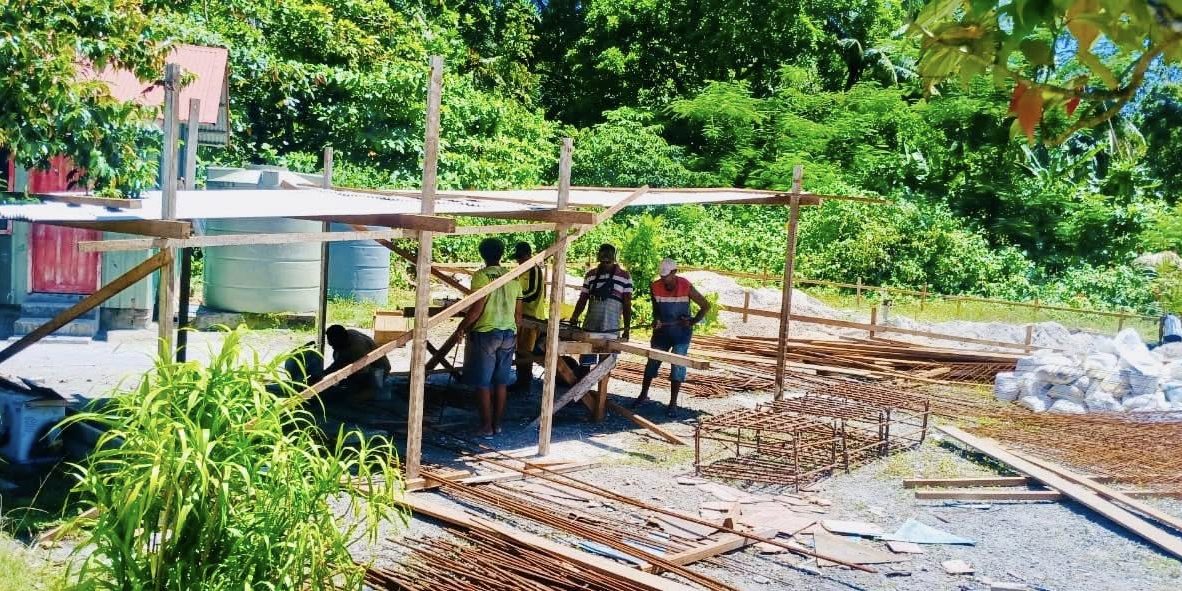 Materials have arrived on-site as construction work begins in the Sikaiana community, Malaita Outer Islands.