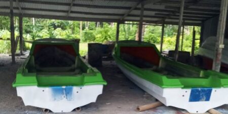 Two of the five remaining boats