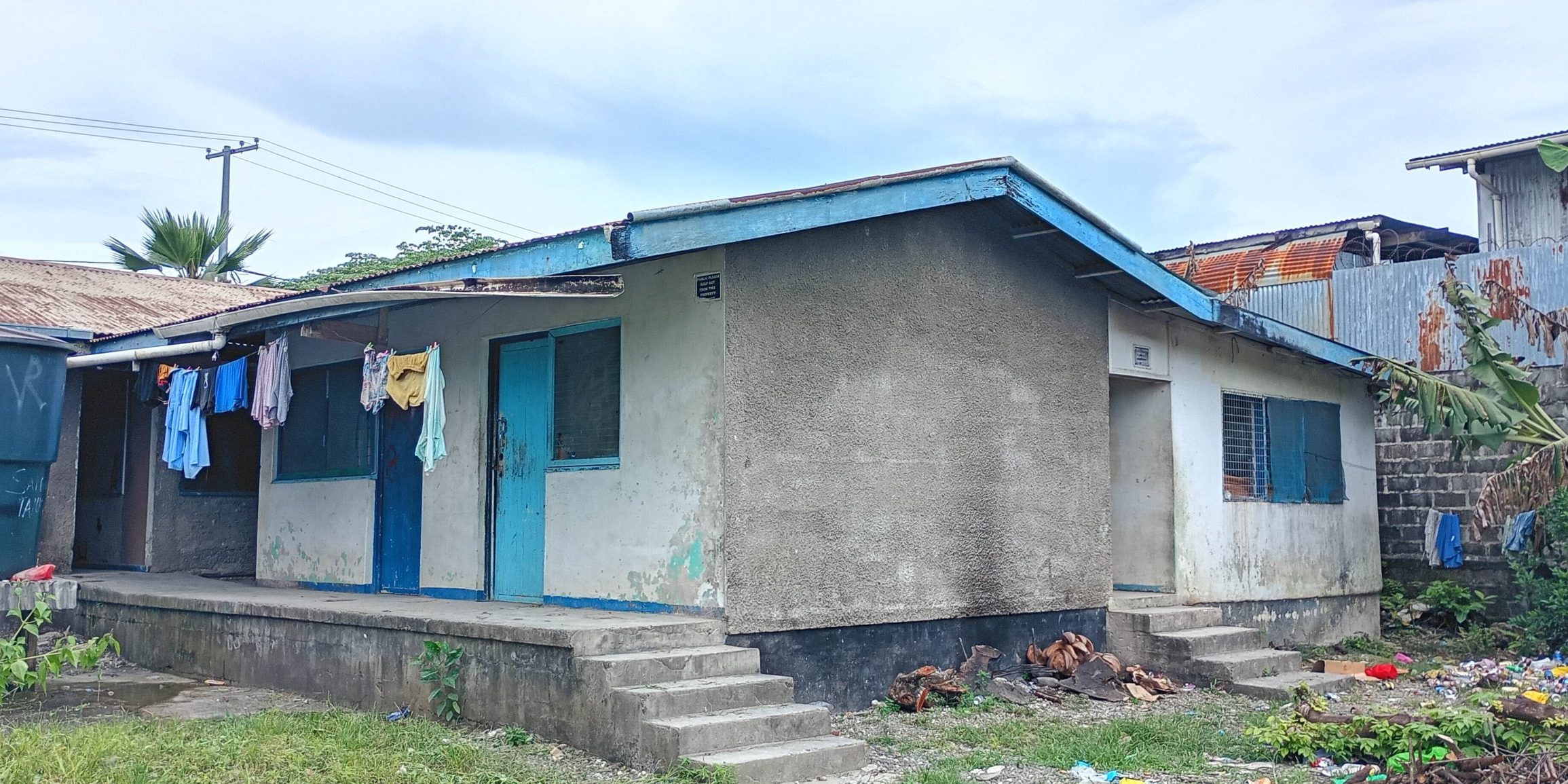 Back view of the building