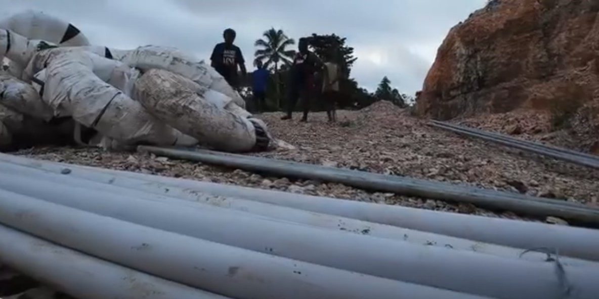 Materials for AFIN water supply at the project site.