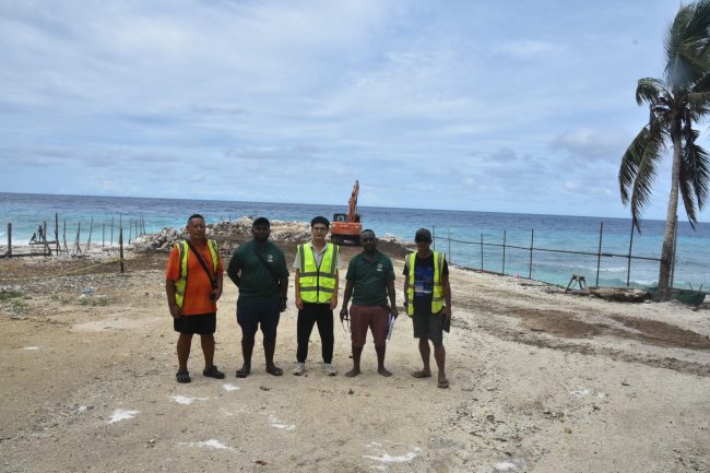 Renbel M&E team at Ahanga Wharf in West Bellona.